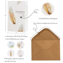 Crisky 25 PK Funeral Thank You Cards with Envelopes, Thank You for Your Sympathy Cards Watercolor Flowers Butterflies Bereavement Sympathy Thank You Cards for Funeral Family Friends