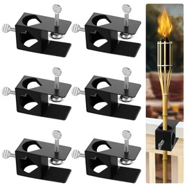 Lnrueg 6 PCS Deck Torch Clamps, Porch Rail Torch Clamp, Backyard Rail Torch Clip, Outdoor Torch Mount Holder, Universal Torch Mounting Bracket for Decks, Railings, Fences, Poles, Tables