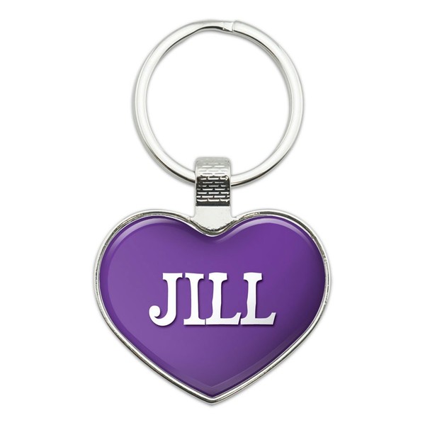 Metal Keychain Key Chain Ring Purple I Love Heart Names Female J Jett - Jill