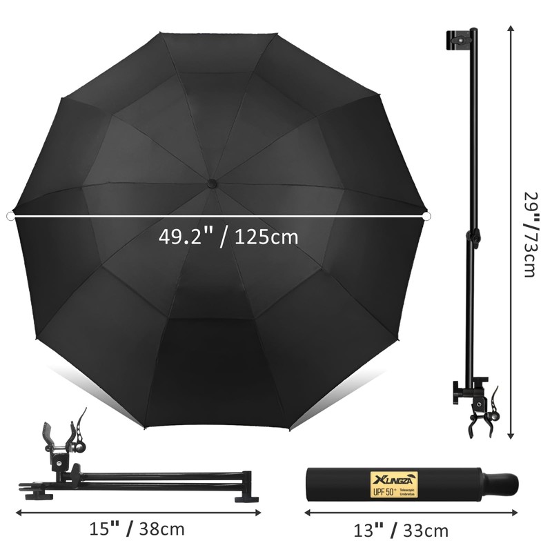XLINGZA UPF 50+ Beach Umbrella with Adjustable Universal Clamp