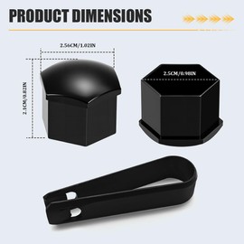 Rebvugr 20PCS Lug Nut Covers, Bolt Covers Caps, 21mm Hexagonal Nut Covers with Removal Tool, Plastic Wheel Bolt Dust Caps Covers Auto Accessories Universal for Most Car Lug Nut Caps (Black, 21mm)