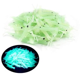 Orurdo Fishing Gear, Luminous Small Shrimp Soft Worm, 1.2 - 1.6 inches (3 - 4 cm), 0.02 oz (0.6 g), Luminous Shrimp Worm, Soft Lure, Shrimp, Worm, Suitable for Children and Women Who Can't Put Bait,