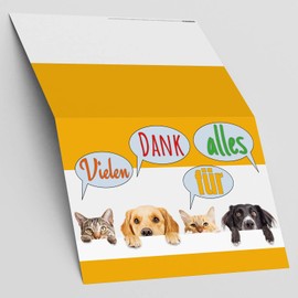 BREITENWERK A4 XXL Thank You Card Dogs & Cats with Envelope - Elegant Folding Card Suitable for All Occasions - Birthday Wedding Anniversary Thank You Card