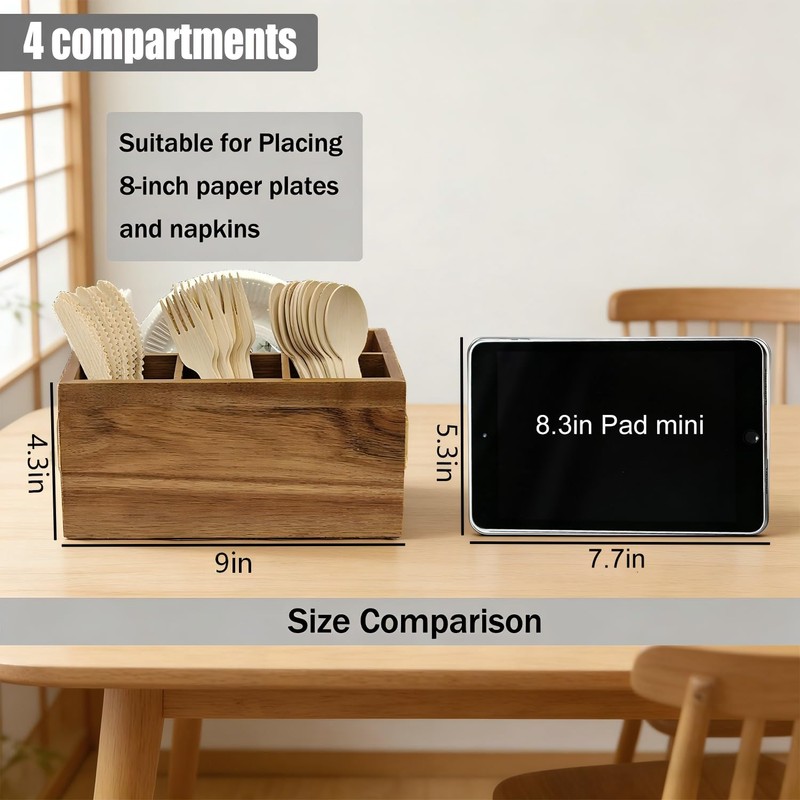 Arflo Acacia Silverware Holder for Party with Handle - Paper