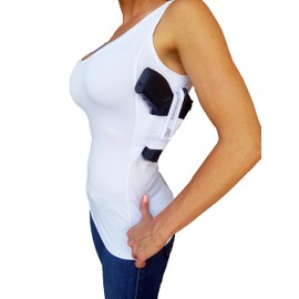 AC Undercover Women's Concealed Carry Tank Top - Compression Clothing with Holster - Stylish and Secure Gun Holster Shirt for Women - Tactical and Everyday Use - Size Medium, 1 Pack, White