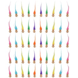 50 muñecos de pelo largo Lucky Mini Troll, colores de pelo surtidos, cuerpos de 0.8 pulgadas, cabello de 2 pulgadas. Decoración para tartas, cifras de acción, proyectos escolares, artes y