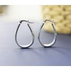 Crystal Hoop Earrings For Women Rhodium Plated Oval Inside Out