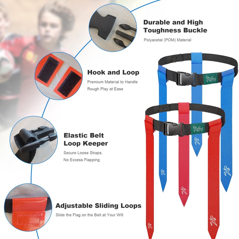 Flag Football Set, 42 Football Flags Belts with 14Player Adjustable