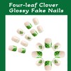 Four-leaf Clover French Fake Nails, 2025 St. Patrick's Day Four-leaf