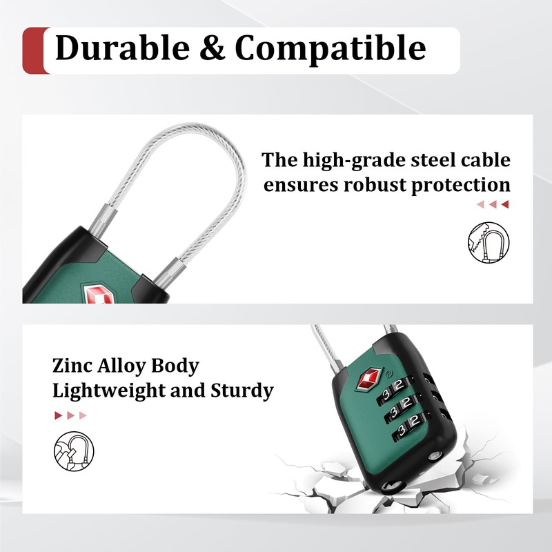 Joyway TSA Approved Luggage Lock, 3 Digit Combination Cable Lock