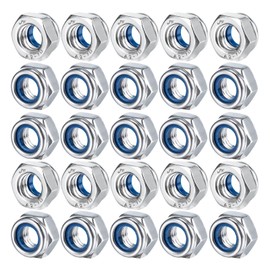 M10 Nylon Insert Lock Nut 25 Pieces Stainless Steel Hex Nylon Anti-Loosening Self Locking Nut for Industrial Building Fasteners
