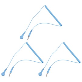 sourcing map ESD Grounding Cable Cord 180cm/71 Inch Long,Anti-Static Ground Wire Cable Lantern Tip + Buckle for Eliminate Conductor Electrostatic,Pack of 3(Blue)