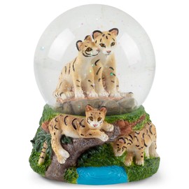 Elanze Designs Endangered Clouded Leopard 100MM Sturdy Glitter Water Wind Up Musical Snow Globe Tabletop Dresser Figurine Decoration Plays Tune We've Only Just Begun