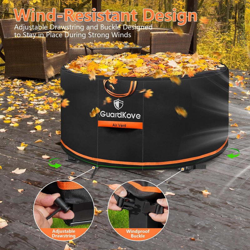 [Upgraded 1000D Heavy Duty Fabric] 32” Fire Pit Cover Round