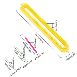 Hobbspring Knitting Loom Set Rectangular Knitting Board Loom Darning Needle Made of Plastic Crochet Hook Yellow Scarf Weaving Long Hats Scarf Making Tool DIY Yarn Weaving Sets for Women Adults