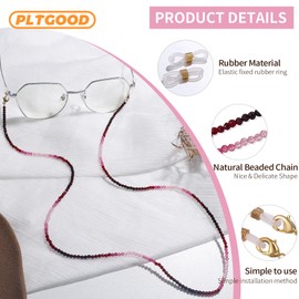 PLTGOOD Glasses Chain Purple Crystal Beaded Eyeglasses Strap Eye Glasses Holders Around Neck Beaded Eyeglasses Chain for Women Sunglass Chains for Women
