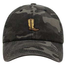 JPAK Cowboy Boot Premium Dad Hat Embroidered Cotton Baseball Cap Boots Black Camo