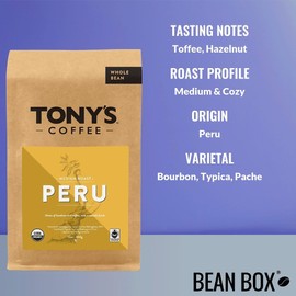 Organic Peru - Roasted by Tony's Coffee - Whole Bean Coffee - 12 Ounce Bag