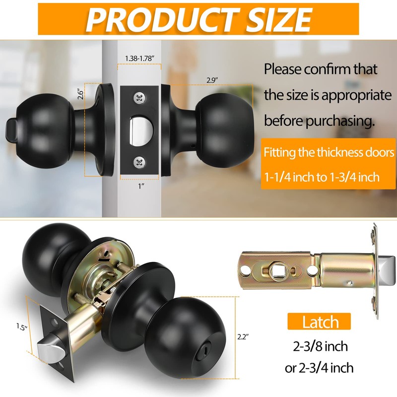 LEIFIDE 15 Pack Door Knobs for Interior, Matte Black Door