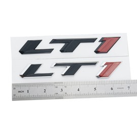 Pair Set LT1 Emblem 3D Side Fender Door Badges Sticker Nameplate Replacement for Camaro (Black Red)