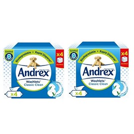 8 Pack (2 x 4 Pack) Washlets Classic Clean Cotton Fresh Moist Flushable Toilet Tissue