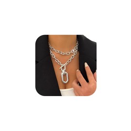 Jovono Chunky Choker Necklaces Layered Necklace Chain Punk Thick Necklace Accessories for Women(Set B)