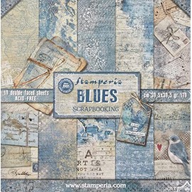 Stamperia Blocco Carta Scrap Double Face 10 Fogli, 5 (12"x12") -Blues, Multicolore, 30,5 x 30,5 cm