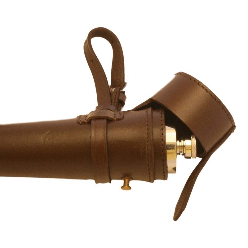 Horse Saddle Flask Brown Leather complete with stainless steel baton