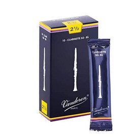Vandoren Vandoren CR1025 Bb Clarinet Traditional Reeds Strength 2.5; Box of 10 and Vandoren VQP06 Quad Pack Reed Case