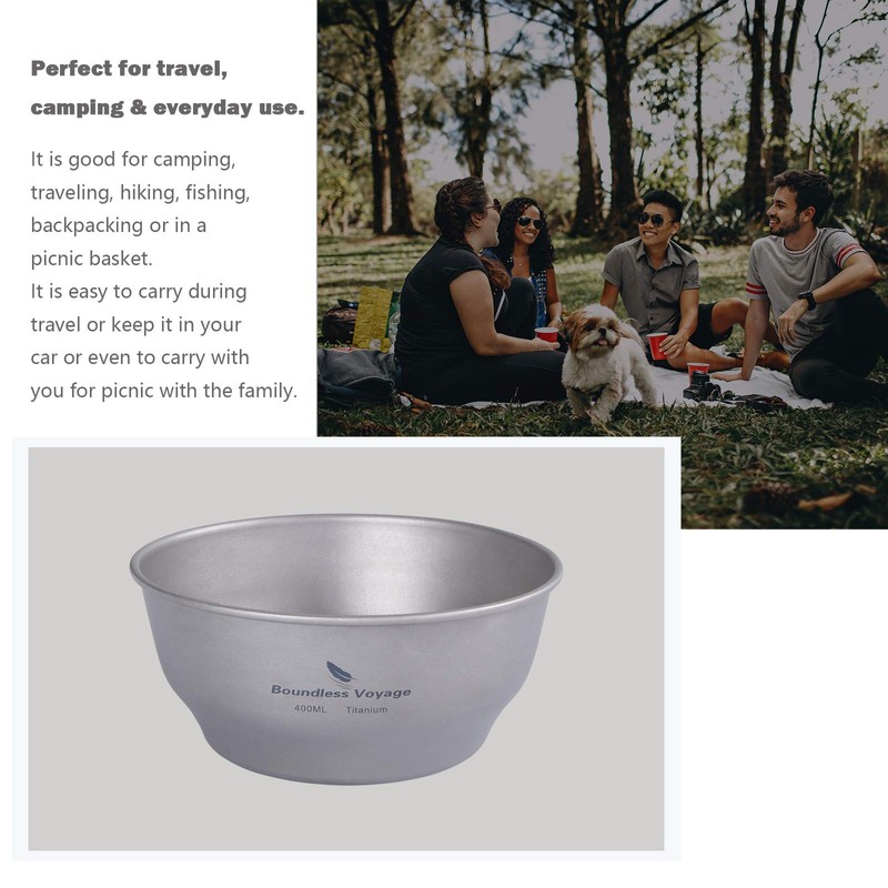 iBasingo Titanium Bowls Plate Ultralight Single Wall Bowl Plate Outdoor