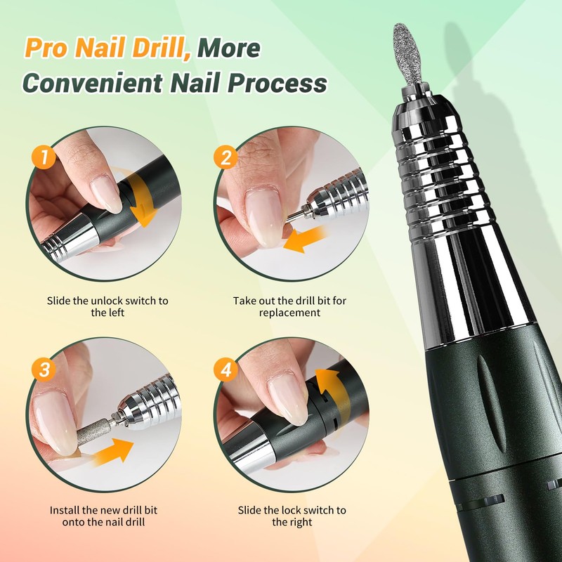 Professional Rechargeable Nail Drill 35000 RPM, SG707 Electric Nail File