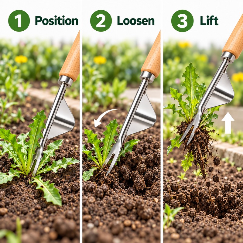 Wooden Handle Hand Weeder for Garden Weed Removal – Stainless