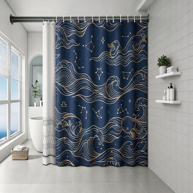 Yivioep Black Double Shower Curtain Rod - Adjustable 28-76 Inch