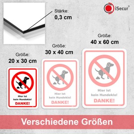 easydruck24de Hin228 Notice Sign "Hier ist kein Hundeklo!" I Size 20 x 30 cm I Prohibition Sign No Dog Toilet Dogs Koten Prohibited I White Red Black