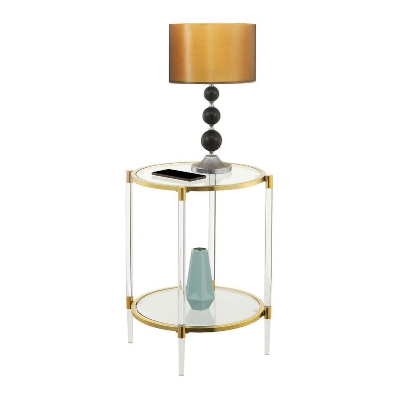 Convenience Concepts Royal Crest 2 Tier Acrylic Glass End Table,