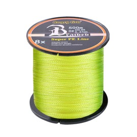 LSHEL Braided Fishing Line 8-fold 500 m PE Super Strong Braided Lines, Yellow, 2.0# 0.23 mm/13.6 kg/30 lb