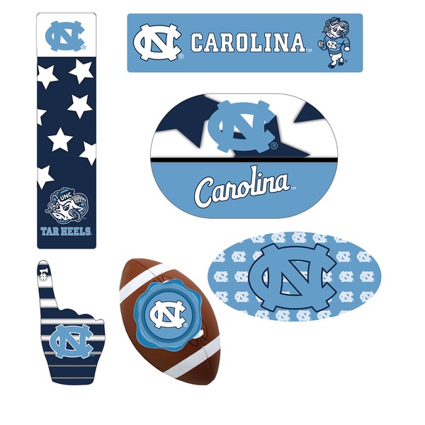 R and R Imports UNC Tar Heels 6 Piece Peel & Stick Decal Tailgate Set