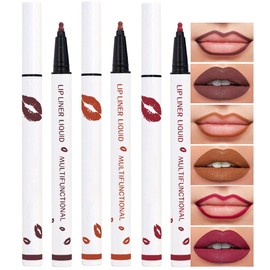 Kaely 3Pcs Matte Lip Stain Marker,2in1 Liquid Lipstick & Lip Liner Pencil,Long Lasting Waterproof 24 Hour,tinta para labios labiales mate 24 horas originales,11+12+14