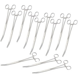 OdontoMed201 Set of 12 Hemostat Locking Forceps 10 Inches, Curved Stainless Steel - Multipurpose Ideal Hemostats for Nurses, Fishing Forceps, Crafts and Hobby