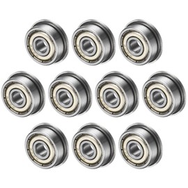M METERXITY 10-Pack F624ZZ Flanged Ball Bearing, 4 x 13 x 5mm Double Metal Shielded Chrome Steel (GCr15) Flange Rip Bearings for Wheelbarrow/Printer/Fax Machines/Power Tools