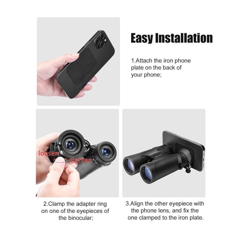 SUNWAYFOTO BA-43 Cell Phone Adapter for Binocular, Universal Smartphone Mount
