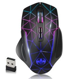 VEGCOO Wireless Gaming Mouse, Rechargeable Mice 3 Level DPI With Colorful Led Lights, Silent 7 Buttons Gaming Wireless Mouse With Side Buttons & Thumb Rest, Computer Gamer Mouse PC/Mac, Laptop/Desktop