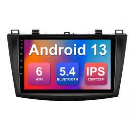 2+32G 9-inch Android 13 Car Stereo for Mazda 3 2010, 2011, 2012, 2013 IPS Touchscreen Screen Car Radio with Carplay & Android Auto Support Backup Camera GPS FM Navi BT SWC