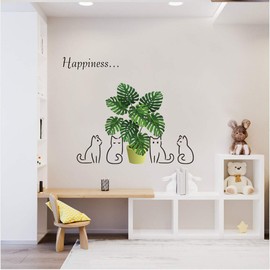 Condessacity ウォールステッカー 猫 植物 おしゃれ 北欧 ウォールシール 観葉植物 鉢植え ウォールすてっかー 蝶 鳥 モンステラ 鳥かご 壁に貼る 壁シール 剥がせる ウォールペーパー DIY wall sticker decoration