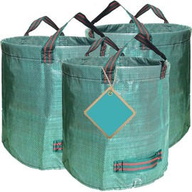 LIDOUK Garden Waste Bags Heavy Duty 120 Litre Reusable Outdoor Trash Garden Yard Trash Bag Foldable Camping Recycling Bags for Leaf, Trash, Debris（ 3-Pack）
