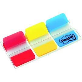 Post-it Index Strong Filing Tabs, Pack of 1 Dispenser, of 66 Tabs,25.4 mm x 38 mm, Yellow, Red, Blue Colors - Extra Strong Sticky Flags for Documents and Information