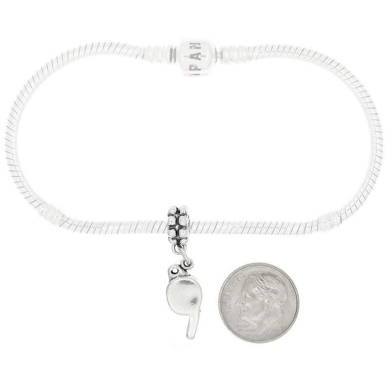 LGU Sterling Silver Oxidized 3D Whistle Dangle Bead Charm