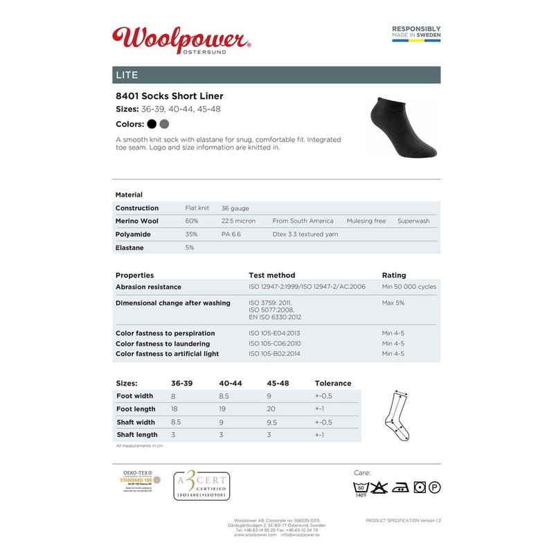 WoolPower Shoe Liner Socks black Size:45-48
