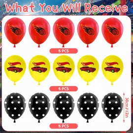 Luclay Hot Whels Balloons, Racing Car Party Decorations, 15Pcs Latex Balloons - Birthday Decorations, Birthday Party Supplies for Hot Whel Party Decorations for Boys Kids Birthday Party