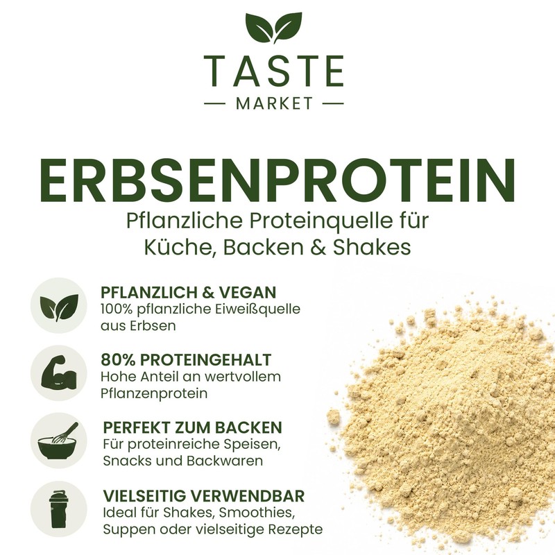 500 g Pea Protein Powder, 80% Protein Content, Vegan Protein
